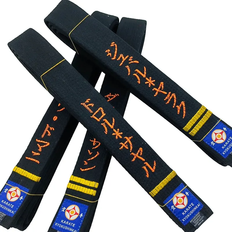 Kyokushin Black Belts Embroidery International Karate Federation IKF Shinkyokushinkai GrandMaster Wide 4.5cm Handmade Cotton