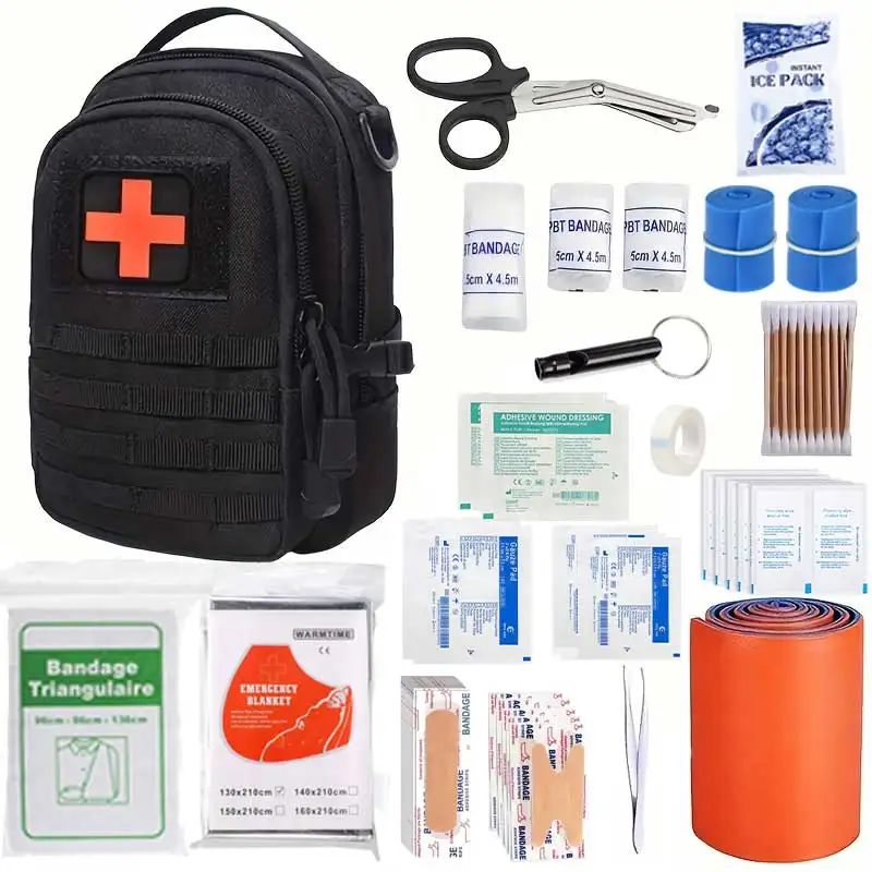 120pcs Emergency Survival First Aid Kit with Tourniquet, Splint, Molle IFAK EMT for Outdoor Travel, Home, Camping, Hiking