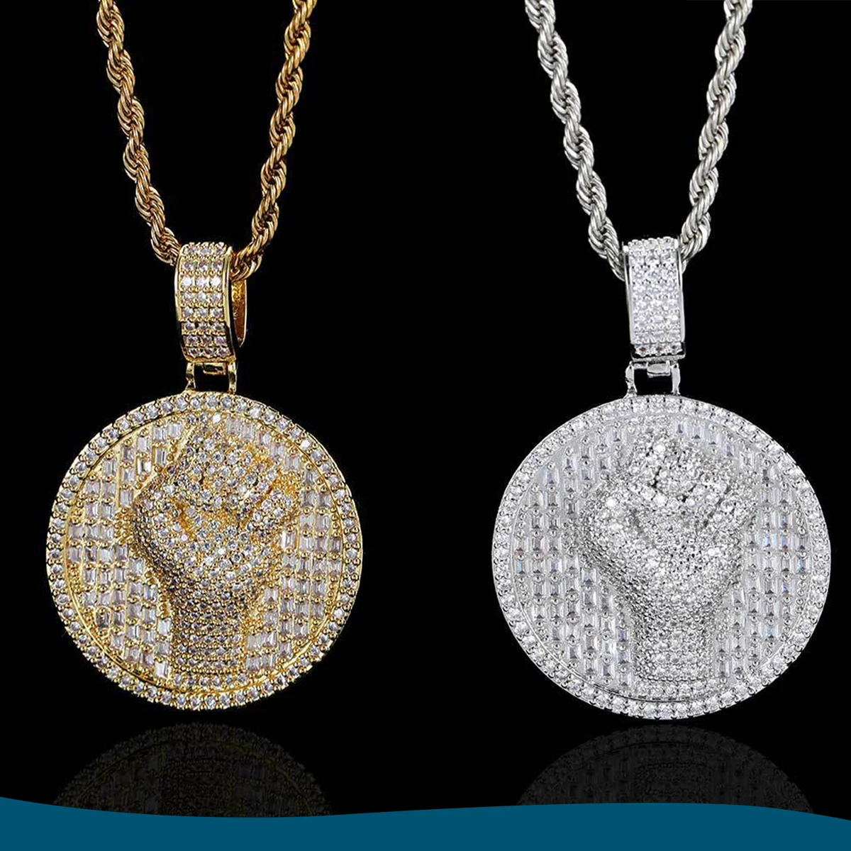 

Hip Hop Small Fist Pendant DIY Gift Birthday Pendant Couple Unisex Ins Style Bling CZ Necklace for Men