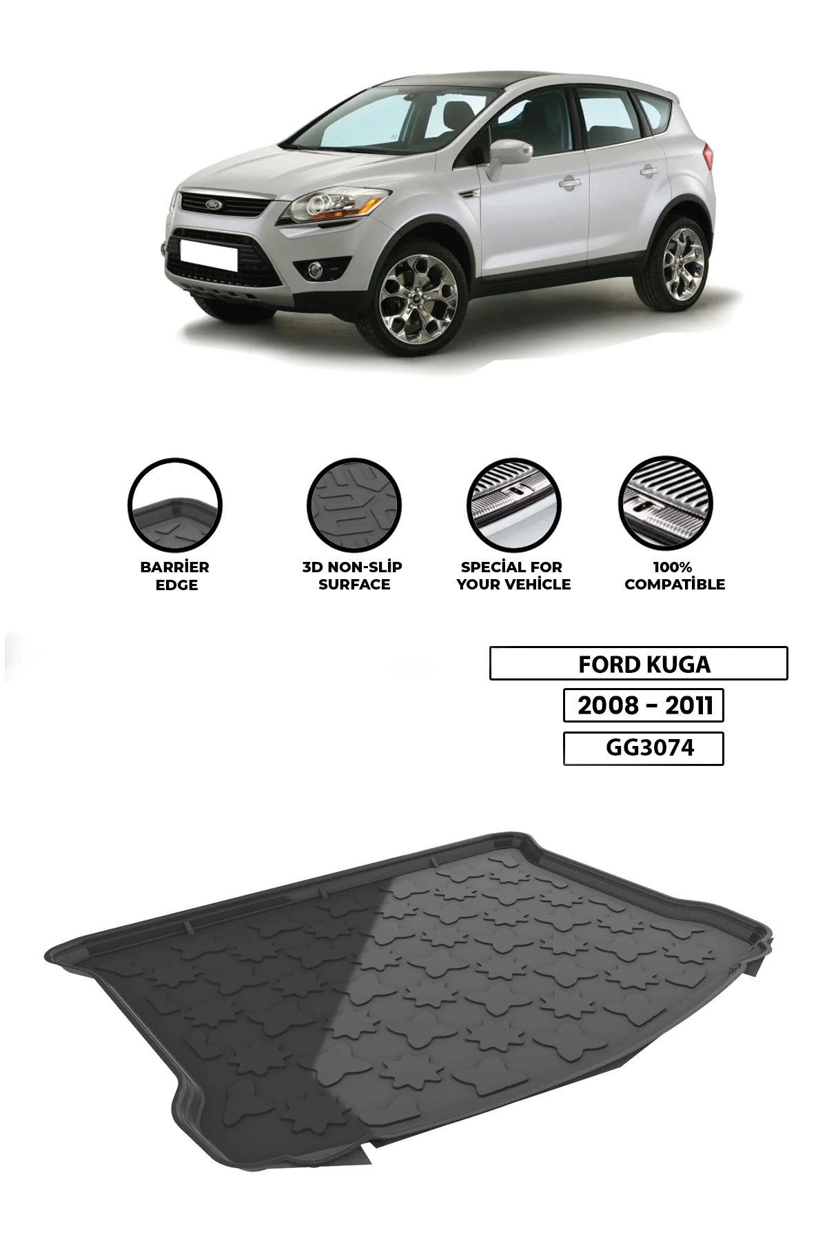 

For -FORD-KUGA-2008-2011 luggage compartment Diffuser Extension Rear Bumper Attachment Luggage compartment