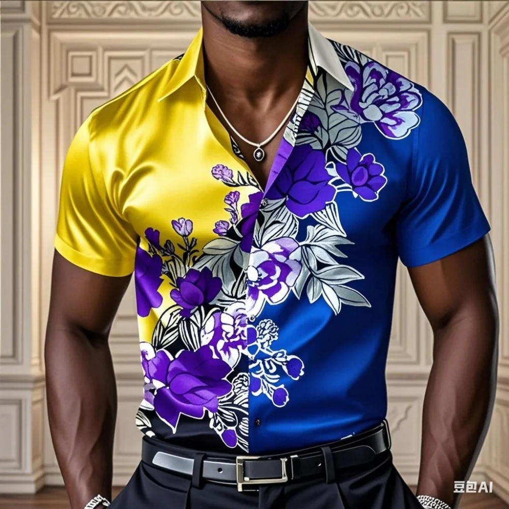 Men's shirt floral casual comfortable button long sleeved shirt party gift four season collar high-quality shirt