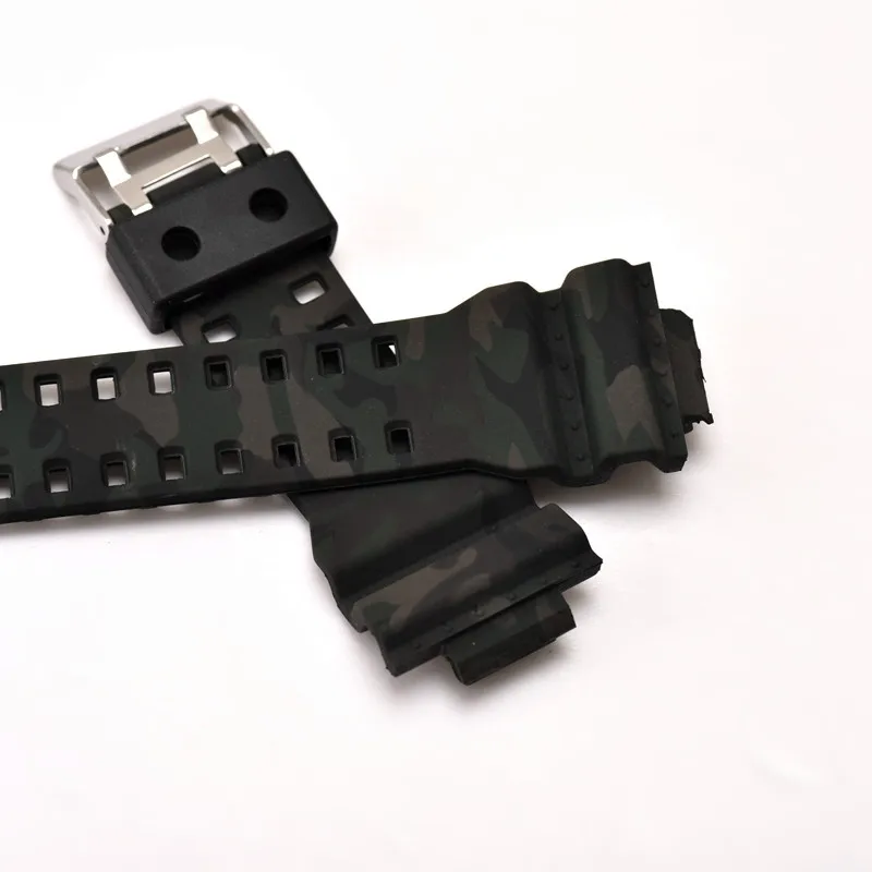 For Casio G-shock Camouflage Watchband H GA-100/110/120/150/GD-100/110/120/G-8900/GR-8900/GW-8900 Convex 16mm Resin Strap