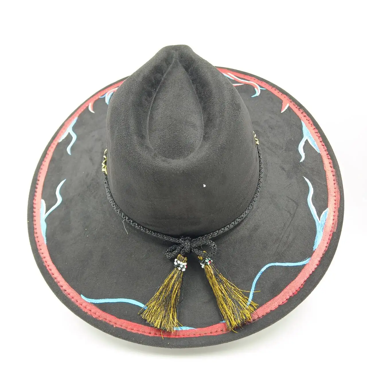 Suede fedora hat for women men diy hand painted retro church jazz hat panama fashion party hat