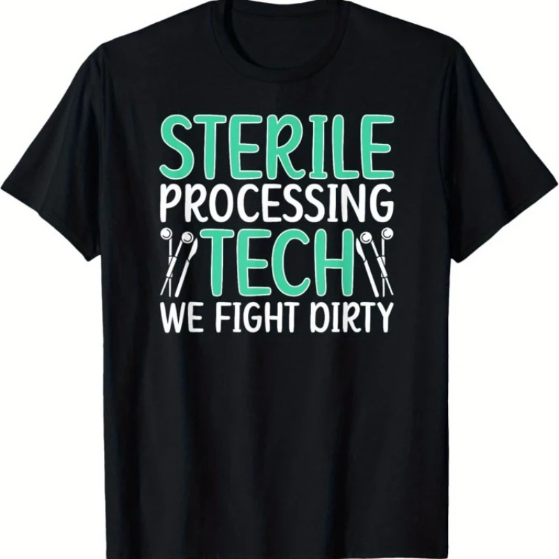 

Sterile Processing Tech Humorous Graphic Tee Casual Crew NeckHigh StretchFabricRegular Fitwith All-Season Printed T-Shirt for Ad