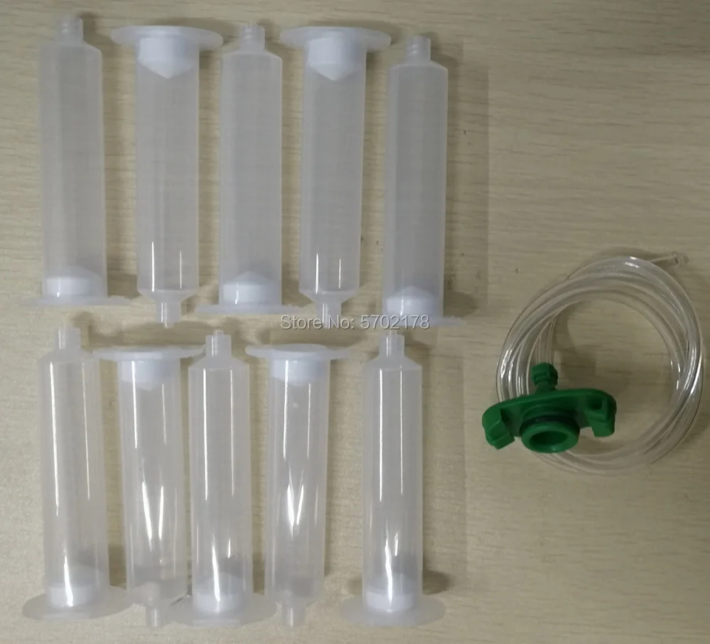 Free Shipping 10 Pcs 30CC Plastic Dispensing Barrel Syringe with Piston American Adapter