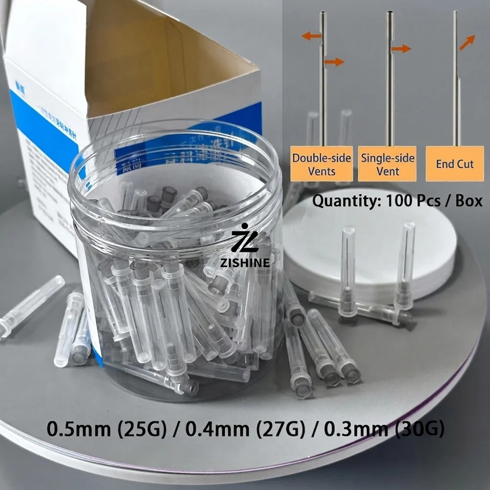 100Pcs/Box Disposable Dental Irrigation Needles Bendable Endodontic Syringe Needle Tips 0.3mm 0.4mm 0.5mm Root Canal Cleaning