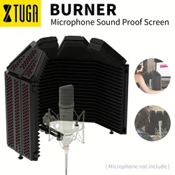 XTUGA Microphone lsolation Shield Microphone Filter Shield Foldable Adjustable Any Condenser Mics for Studio Recording Equipment
