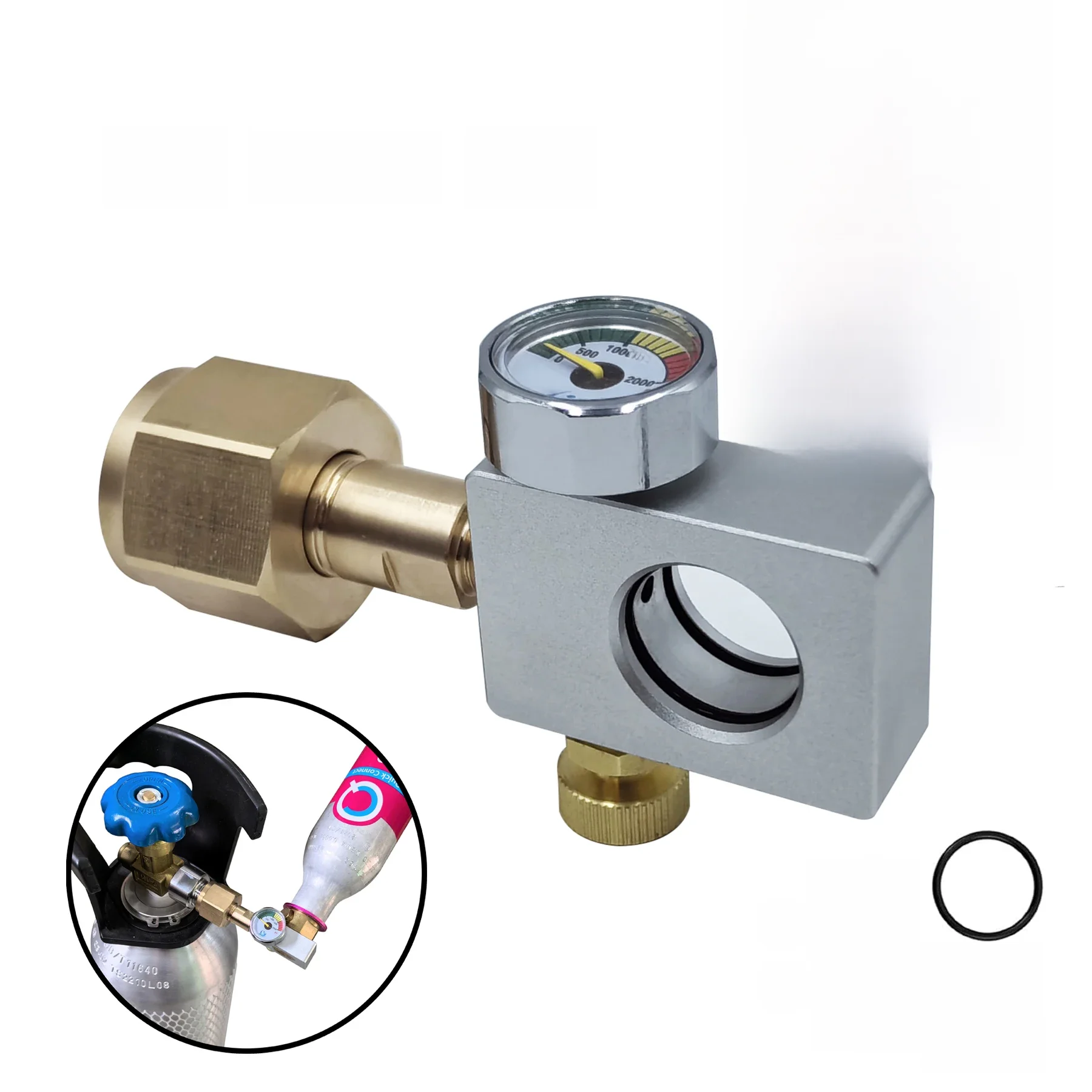 Urządzenie do produkcji wody gazowanej Terra DUO Art Gaia „Quick Connect”, różowy adapter do napełniania butli CO2, stanowisko do napełniania dwutlenkiem węgla. — 2