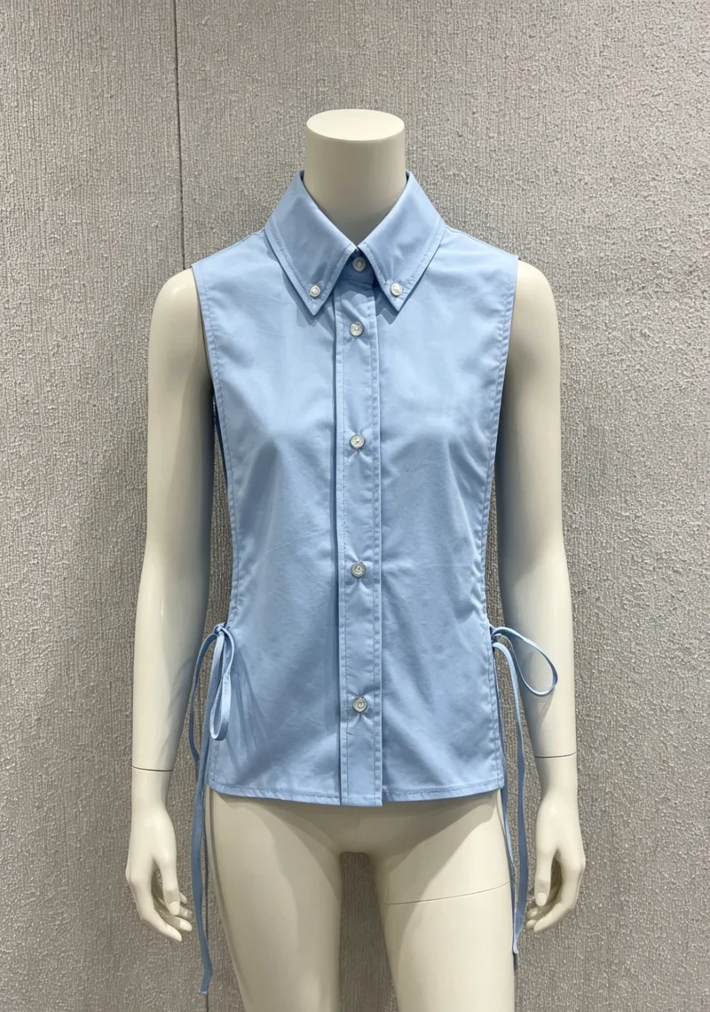 

26Ss Early Spring Women's Letter Embroidery Sleeveless Tie-Back Shirt LH010