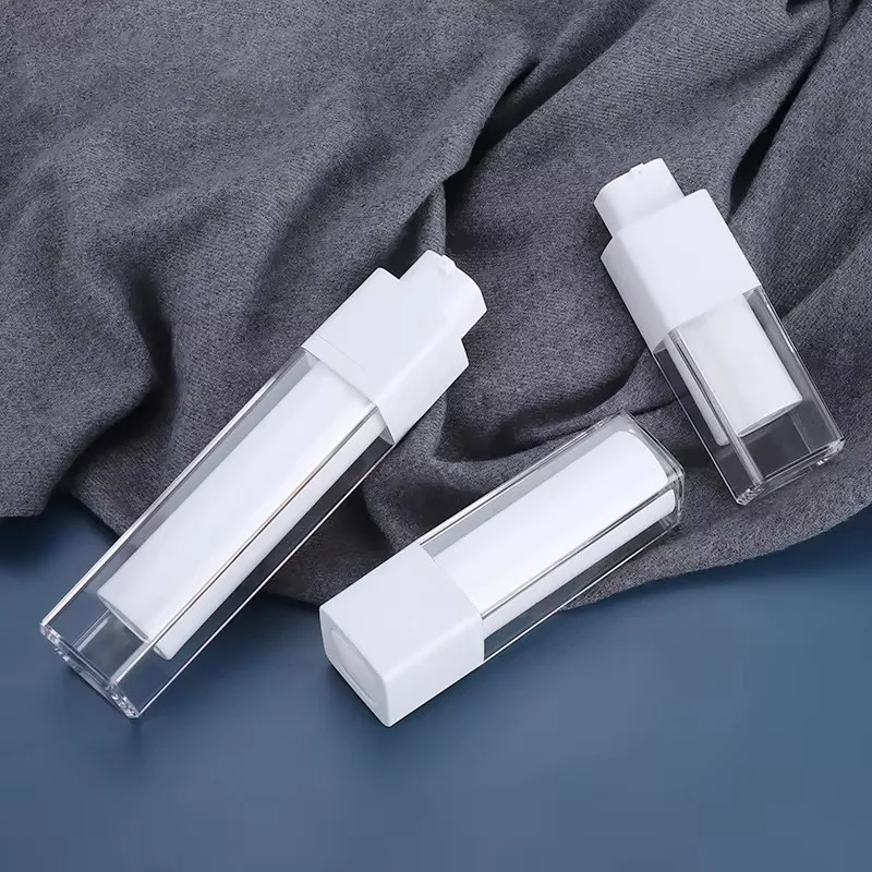 

15ml 30ml 50ml Airless Pump Rotate Cosmetic Container Frosted Double-layer Thickened Square Lotion Empty Airless Bottle
