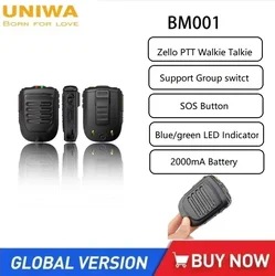 UNIWA BM001 Zello PTT Walkie Talkie Apps Bluetooth micrófono de mano soporte PPT auricular teléfono móvil interruptor de grupo SOS botón POC