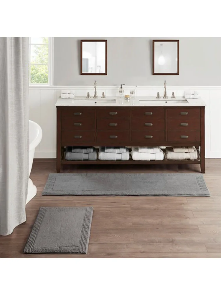 

Коврик для ванной из 100% хлопка, тафтинг, 3000 GSM, двусторонний, цвет угольный, 21x34 дюйма, серый + хлопок