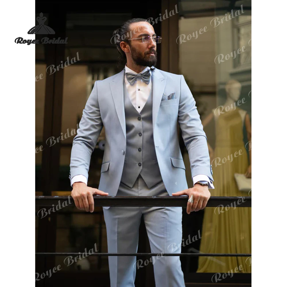 3ピース無地メンズウェディングスーツ2026シングルブレストカジュアルビジネスウェディングパーティーセットコスチュームオムマリアージュ