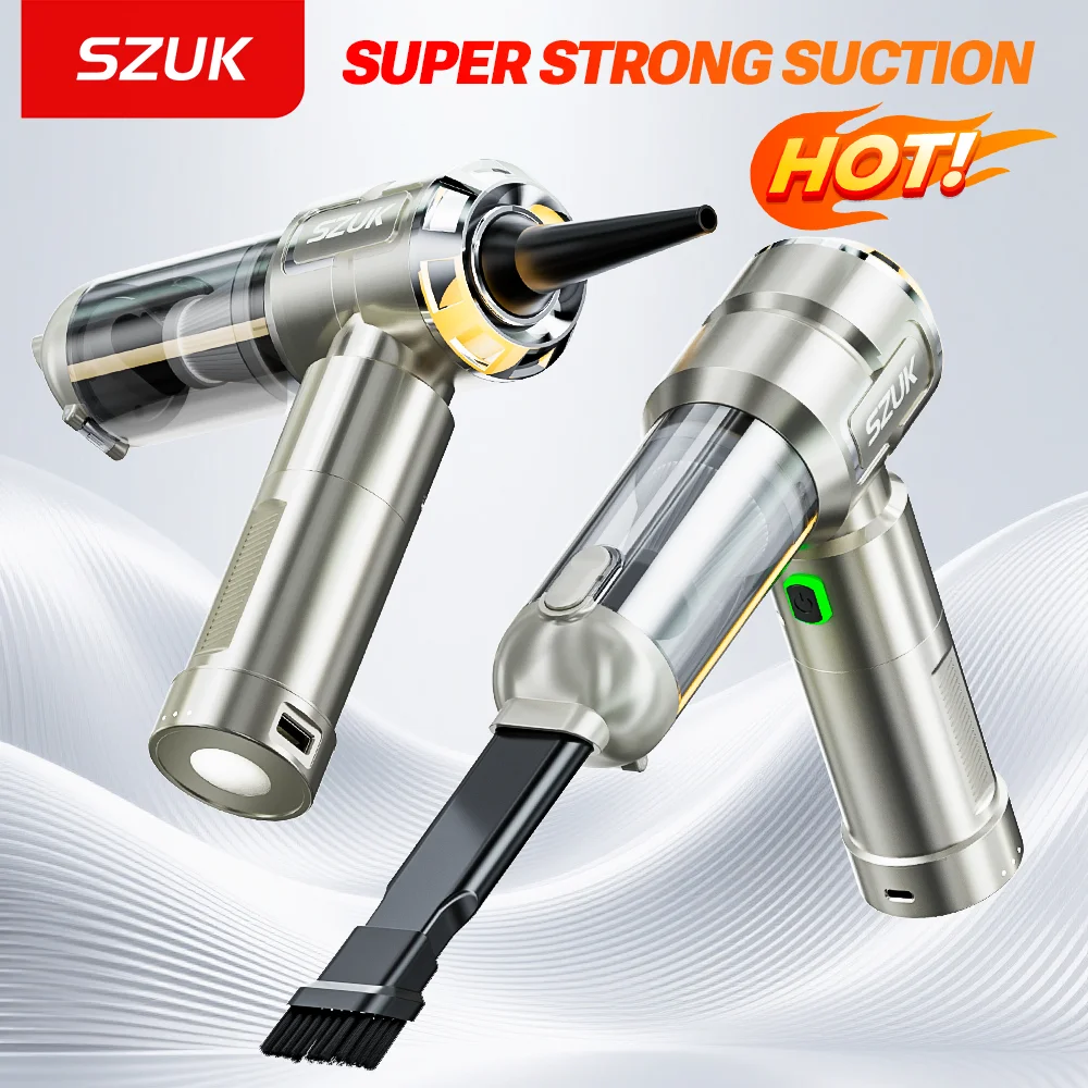 SZUK New Car Vacuum Cleaner Mini Blower Multi Powerful Handheld Cleaning Machine with LED Light Portable Wireless Vacuum Cleaner