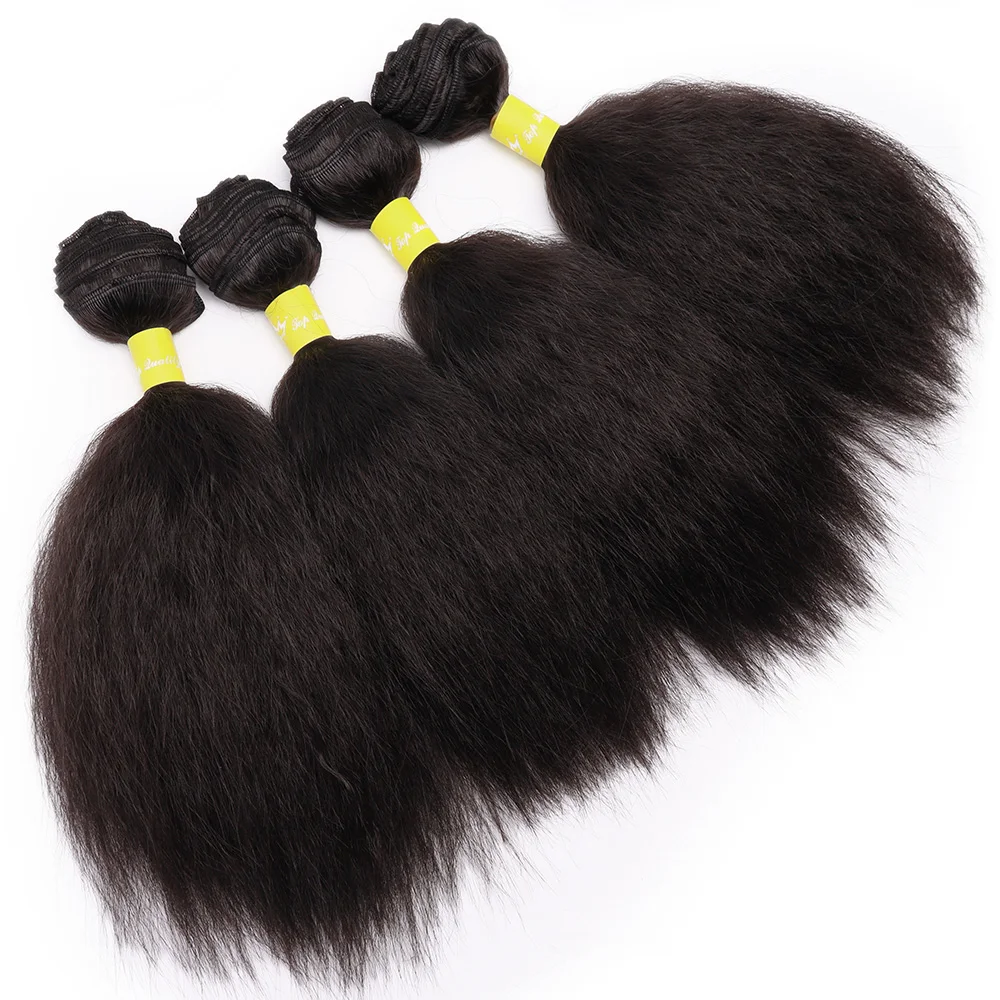 الاصطناعية ياكي مستقيم وصلات شعر 4 حزم الأفرو غريب مستقيم ألياف مقاومة للحرارة الشعر النسيج للنساء 10 12 بوصة