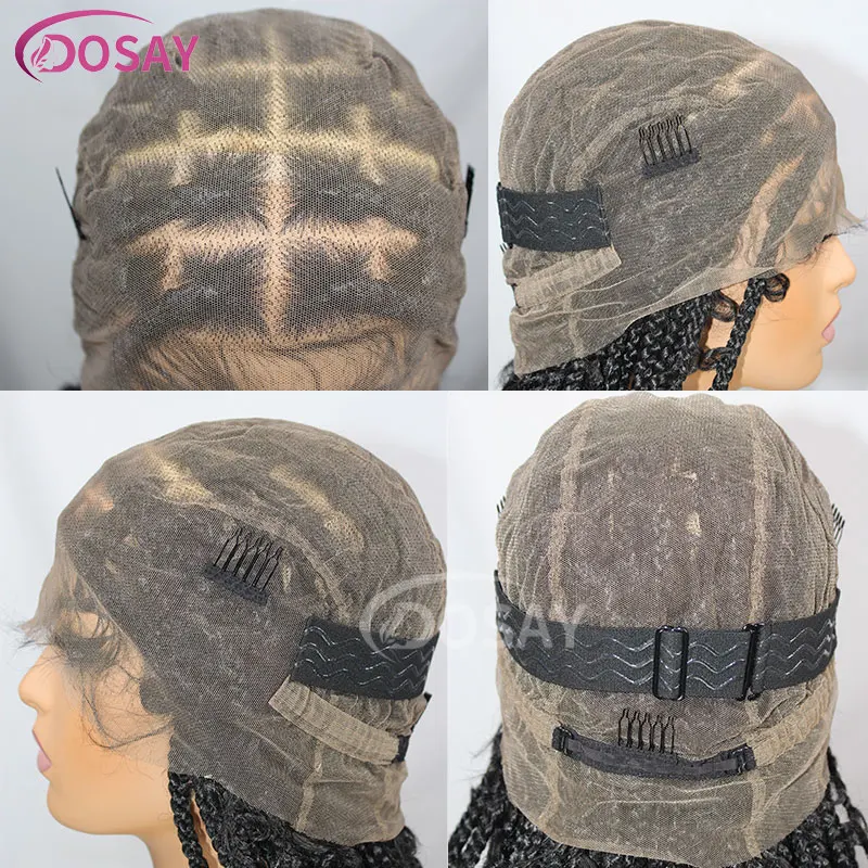 Perucas trançadas longas de caixa sintética para mulheres negras, renda cheia, couro cabeludo falso, tranças resistentes ao calor, cabelo cosplay, 36"