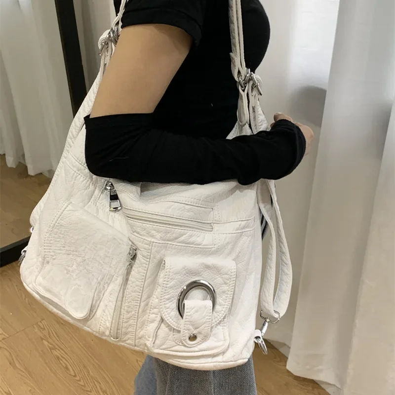 Wewnętrzna torba typu punk soft PU litichi skórzany plecak tote bag Millennium Y2K kieszonkowa torba na ramię dla kobiet — zdjęcie 2