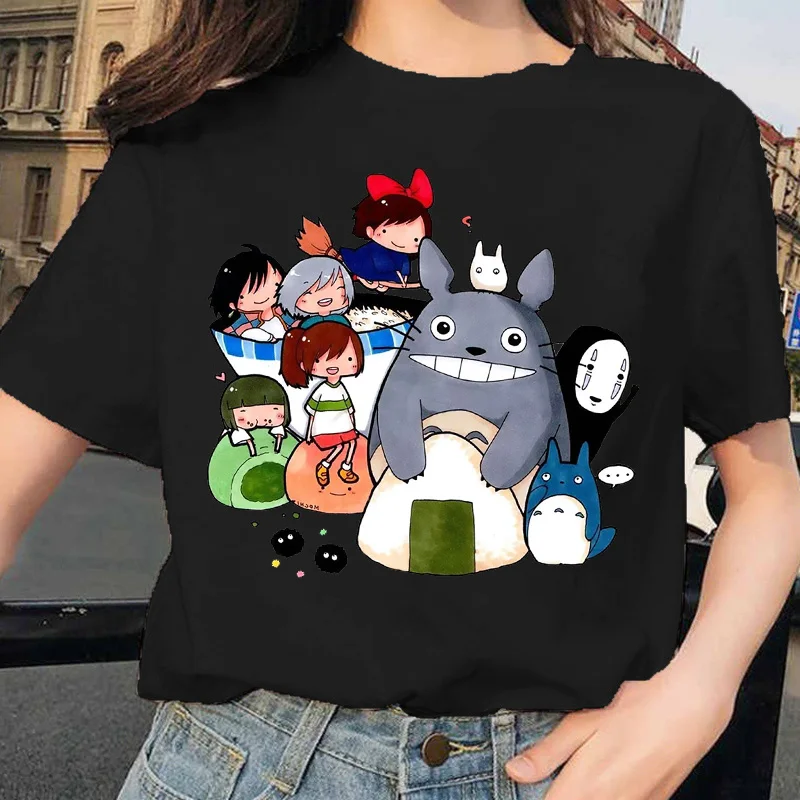 (Miniso) Hot Ghibli the Totoro Cotton T-shirt Y2k Tees Kid T-shirt Top Men Cotton T-shirt Top Summer Women T-Shirt Men Clothing