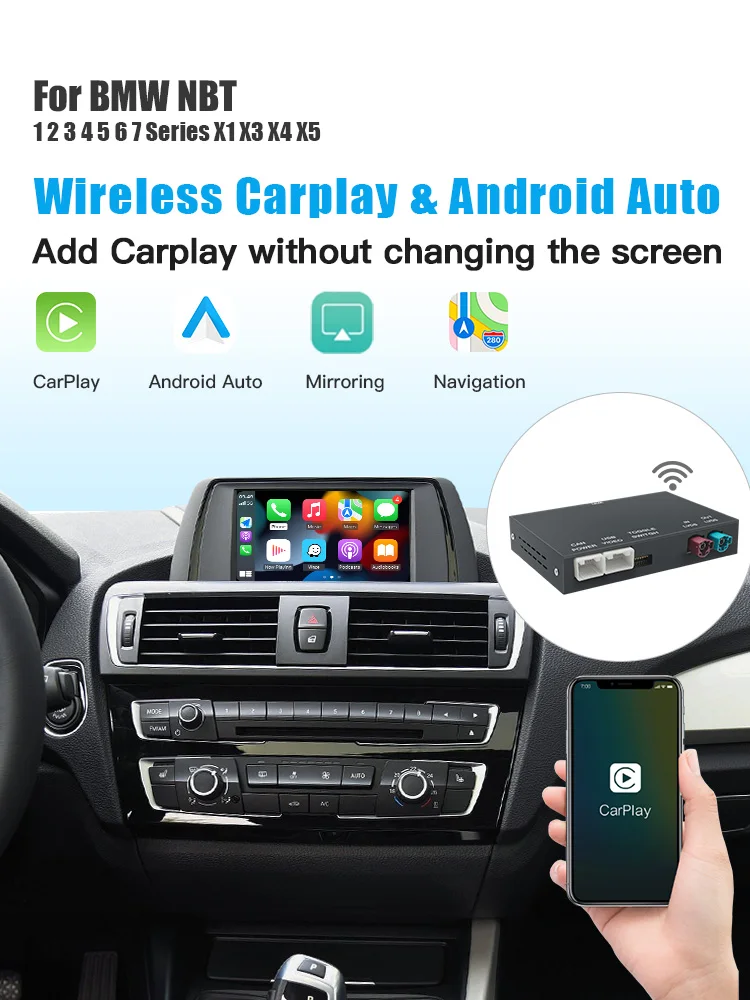 Kabelloses CarPlay für BMW X5 F15 F85 X6 F16 F86 X1 F48 2010-2017 NBT/CIC System GPS-Navigation BT Carplay Auto-Decoder