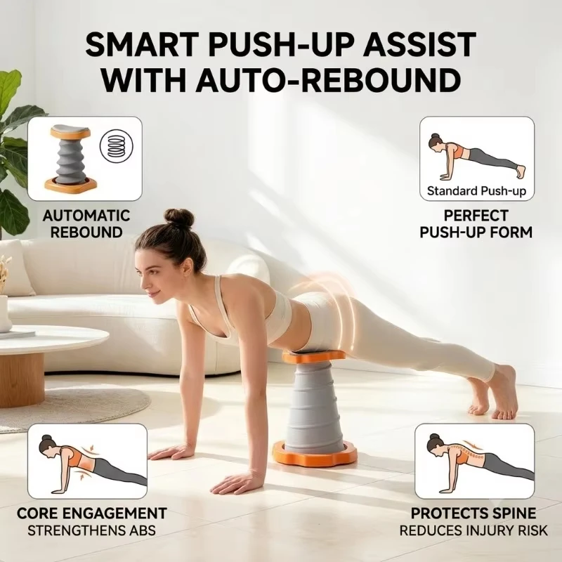 Push Up Assistance Trainer Spring Support Push-up Helper for Beginner Chest Arm Home Workout Fitnes Training Equipment Men Women