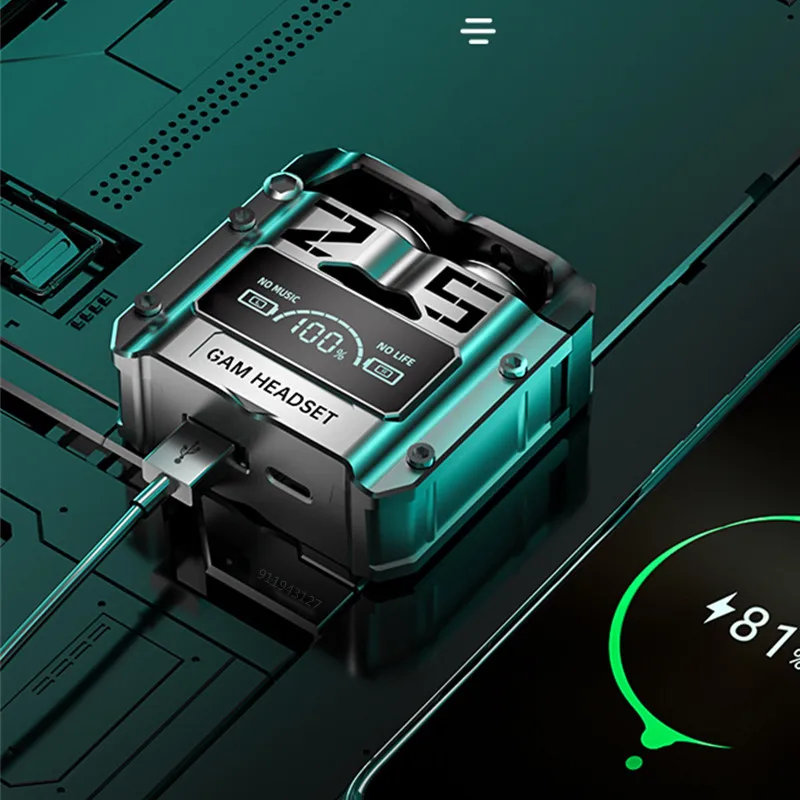 FANGTUOSI-Fones De Ouvido Sem Fio Bluetooth, Fones De Redução De Ruído, Touch Control Earbud, TWS Mecha Gaming Headset, Baixa Latência, M25