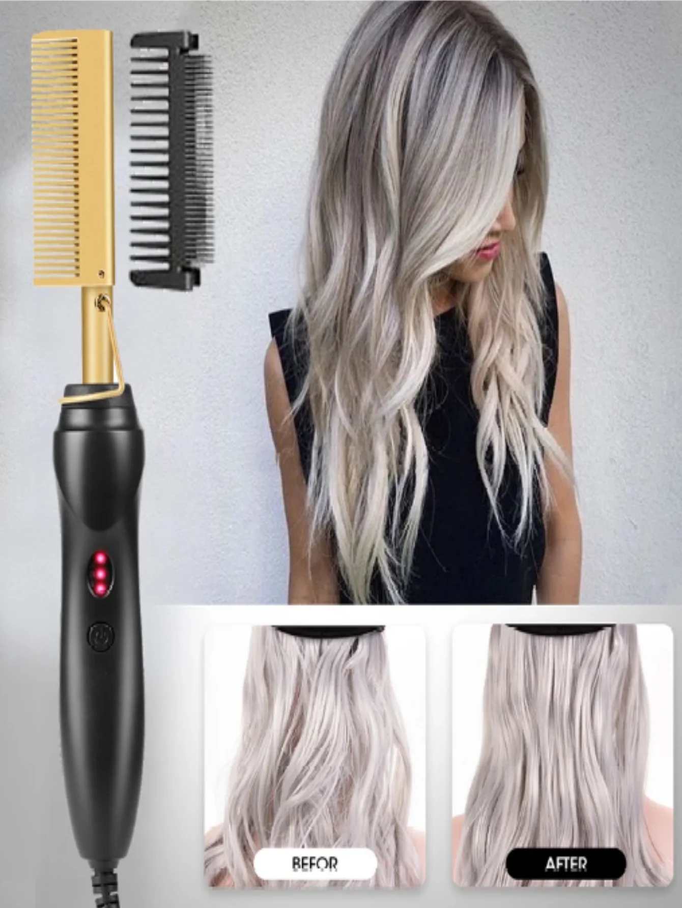PENTE PROFISSIONAL ELÉTRICO MULTI FUNCIONAL PARA ALISAMENTO DE CABELO