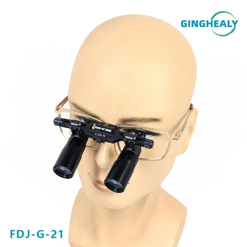 Ginghealy metal Flip-up Kepler Prism Loupes magnifying glasses Wide WD280-600 4.0X/5.0X/6.0X Magnifier Sturdy Titanium Frame