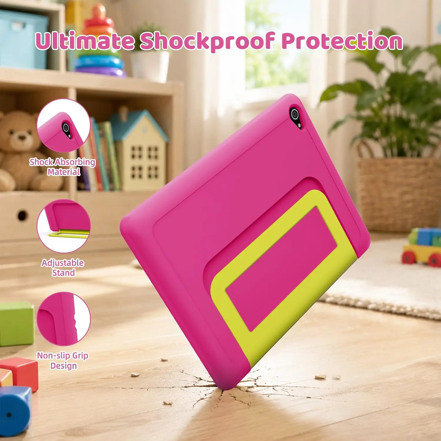 Kids Tablet 10.1 Inch Android 16 Tablet PC 20(3+17)GB RAM 64GB ROM A333 Five‑Core HD LCD Display 5000mAh Children Learning Tablet Only Tablet No Accessories Pink Green