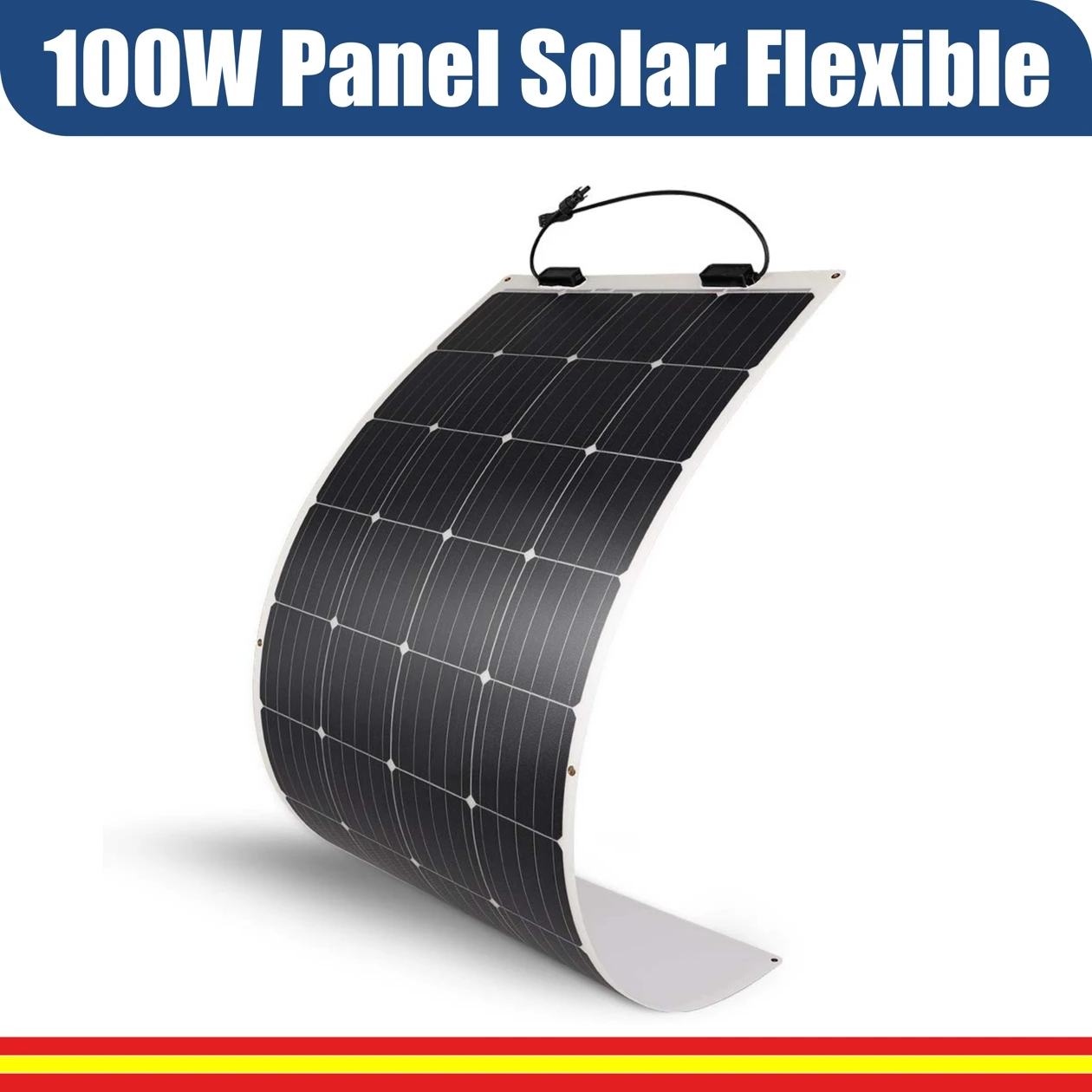 100W Flexible Solar Panel, high efficiency monocrystalline for self consumption electric balcony, Camping, Camper, motorhome, off-road, boat, pole, caravan, battery charger and power station