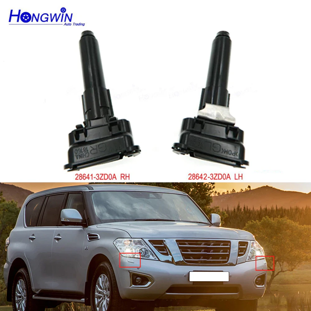 Front Bumper Headlamp Headlight Washer Nozzle Jet Pump & Cover For Nissan Patrol Y62 Series 2013-15 28642-3ZD0A 28641-3ZD0A