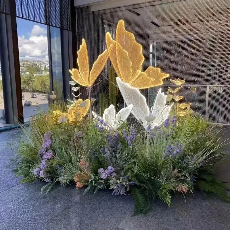 2 stks 60 cm Led Vlinder Lichten Bruiloft Achtergrond Decoratieve Rekwisieten Lichtgevende Vlinder Weggids Verlichting Vlinder voor Party - afbeelding 2