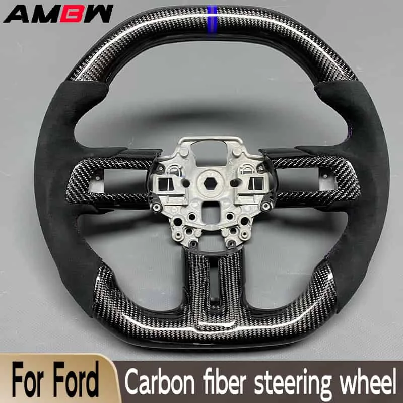 

Customized carbon fiber steering wheel for Ford Mustang 2015 2016 2017 2018 2019 2020 Alcantara style accessories