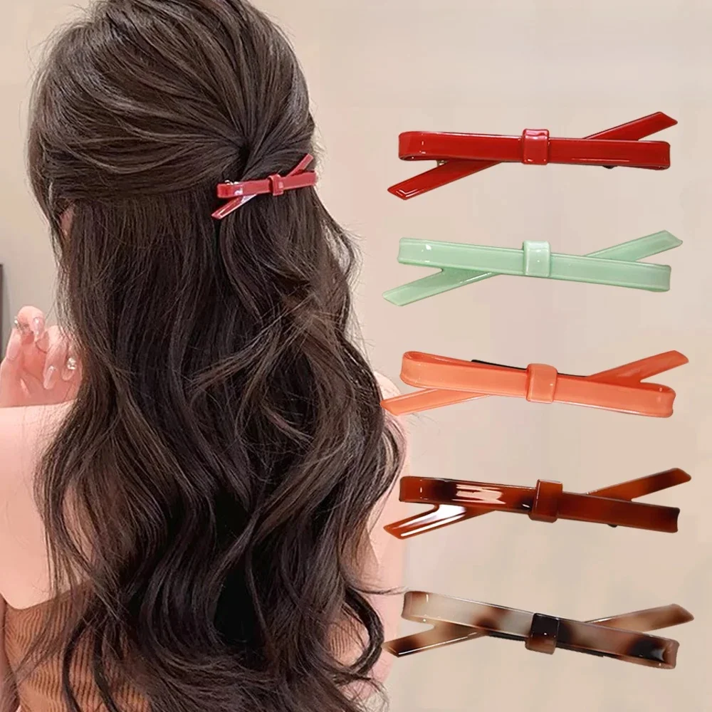 Barrettes à cheveux en forme d'arc en acétate de Styles français pour femmes et filles, pinces à cheveux de printemps antidérapantes pour queue de cheval, épingles à cheveux à support solide