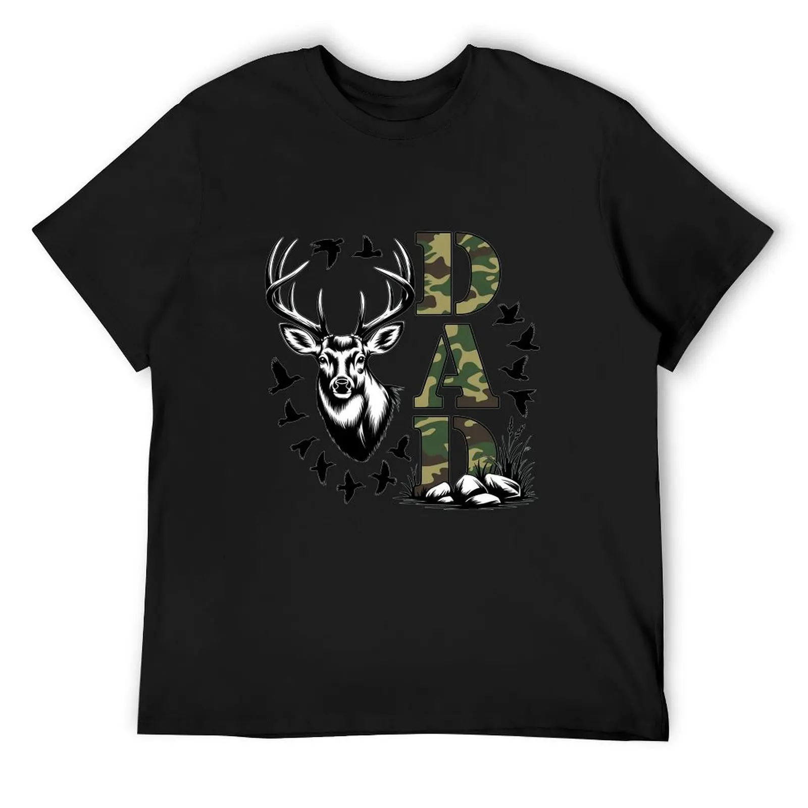 Rustic Cartoon Camo Bow Mallard Duck Duck Call Black Tshirt Country Outdoor Breathable Casual Hunting Tee