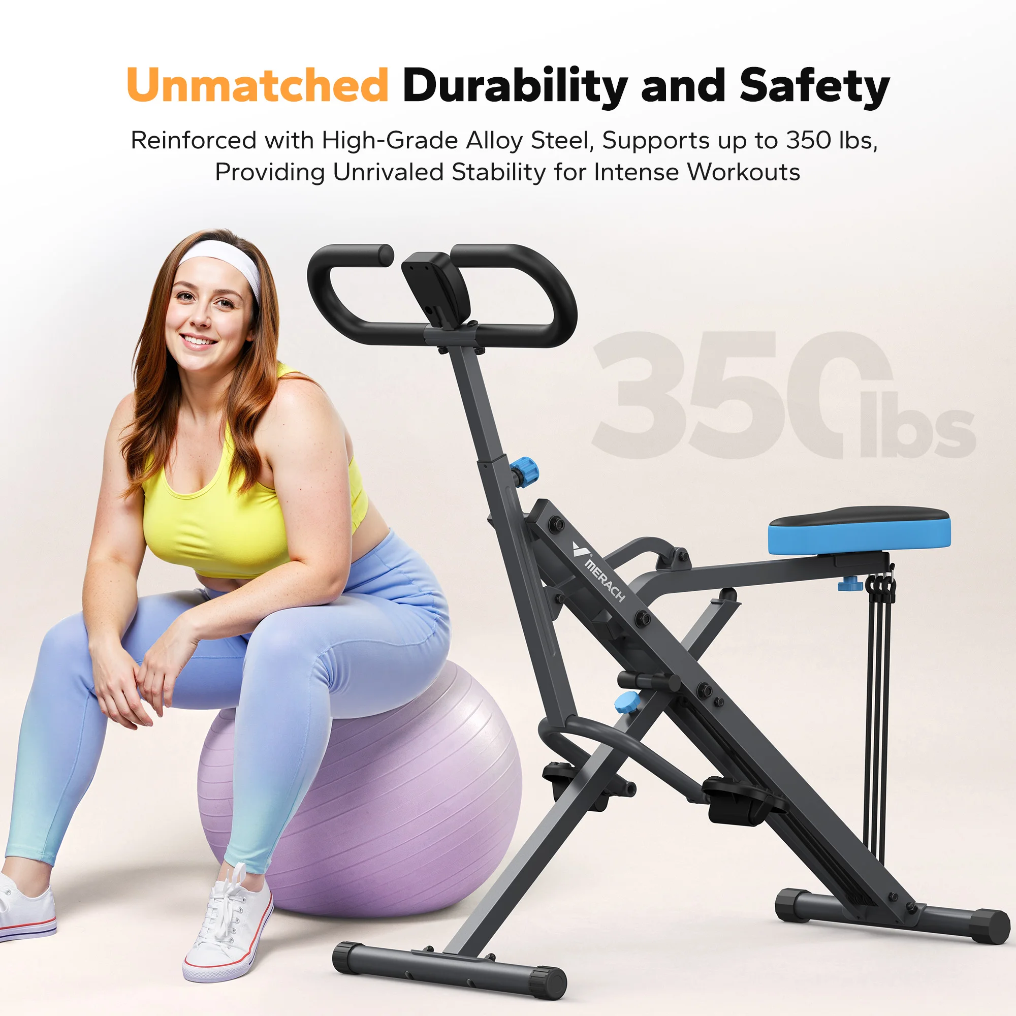 MERACH R07 Kniebeugenmaschine 2-in-1 Kniebeugen-Rudergerät Einfacher Aufbau Faltbares Trainingsgerät Gesäßtrainer für Heimfitness