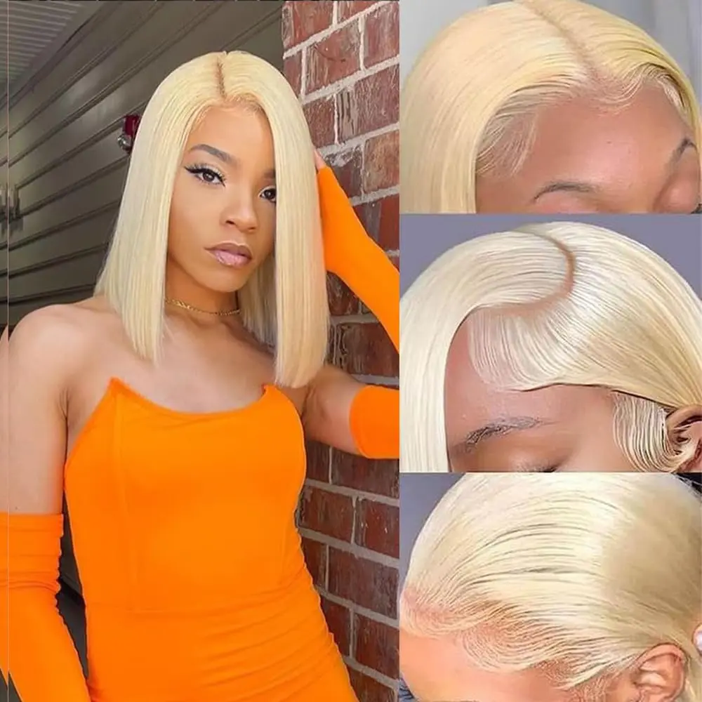 

613 Blonde Bob Wig Human Hair 4x4 13x4 straight Lace Front Wigs Human Hair 180% Density Transparent Lace Frontal Wig Bob Wigs