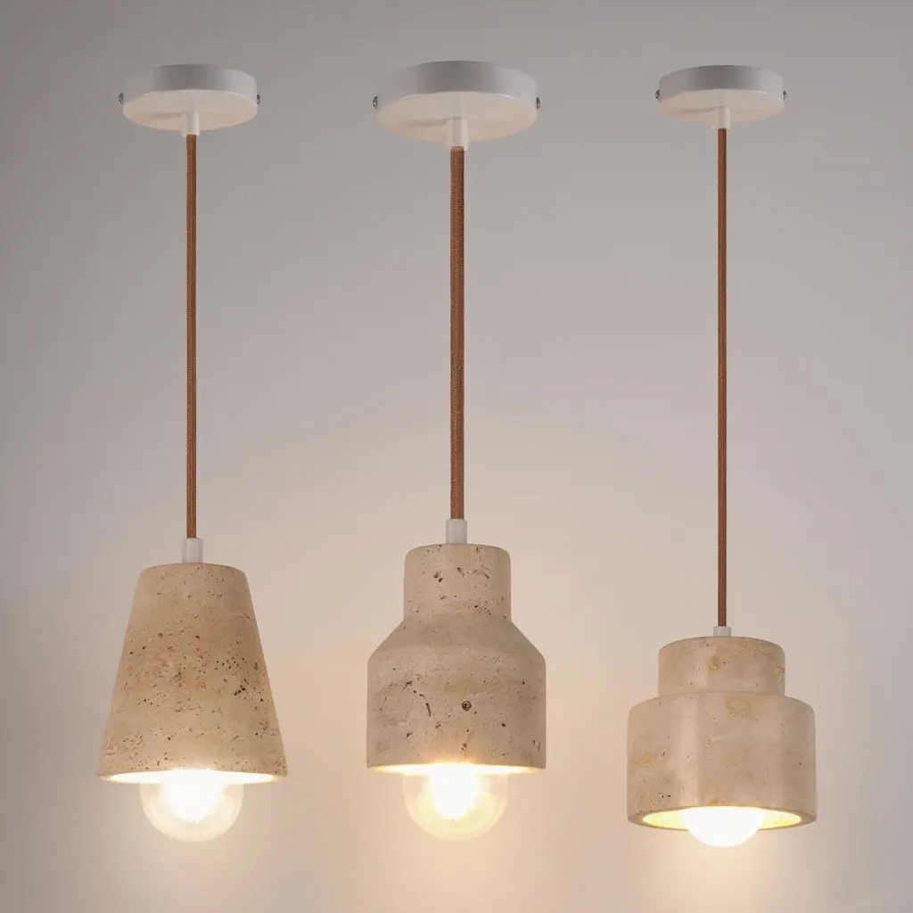 

Retro Creative Yellow Limestone Pendant Lamp for Bar Counter Coffee Shop Restaurant Concrete and Cement Ceiling Lamp
