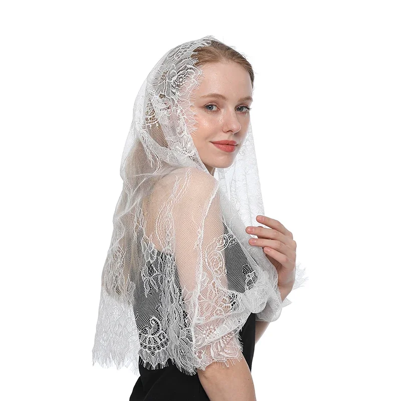 Weiß Frauen Spanisch Spitze Mantilla Katholischen Schleier Kapelle Schal für Kirche Schal Kopf