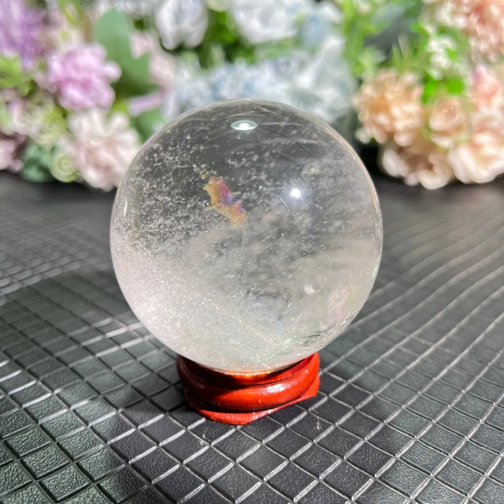 

High Quality 50-60mm Natural Crystal Ball Clear Quartz Energy Healing Stone Meditation for Home Decoration Free Wooden Stand