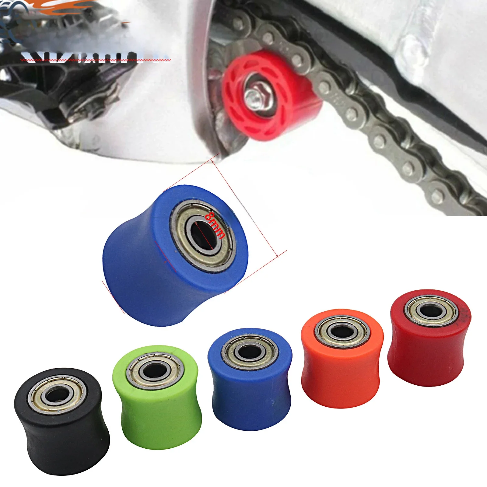 AliExpress 8mm 10mm Drive Chain Roller Pulley Wheel Slider Tensioner Wheel Guide For Pit Dirt Street Bike Motorcycle CRF YZF KLX RMZ EXC