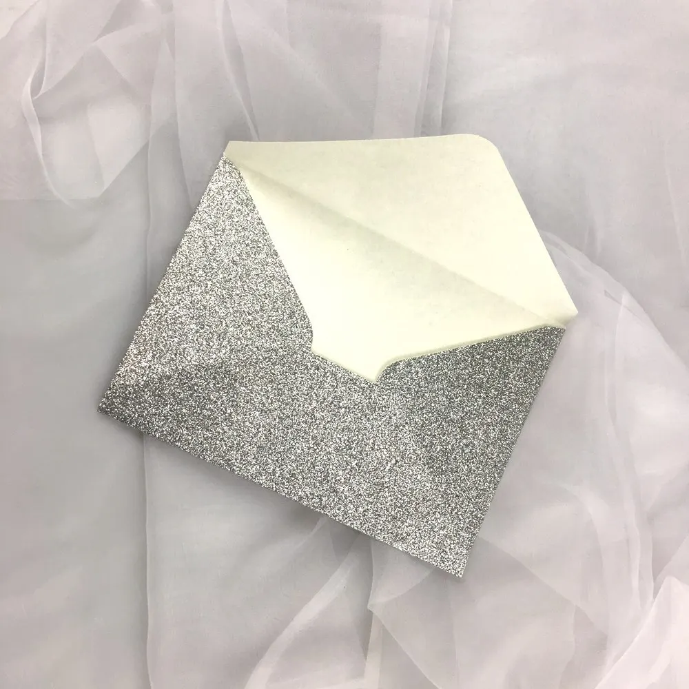 50x Shimmer Rose Gold Silver 120g Glitter Paper Wedding Invitation Gift Envelope A7 For Wedding Mariage Birthday Party 5x7in