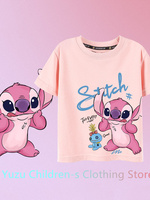 Summer New Hot-selling Stitch Print Children's 100% Cotton Short-sleeved Loose Comfortable T-shirt Boys And Girls T-shirt