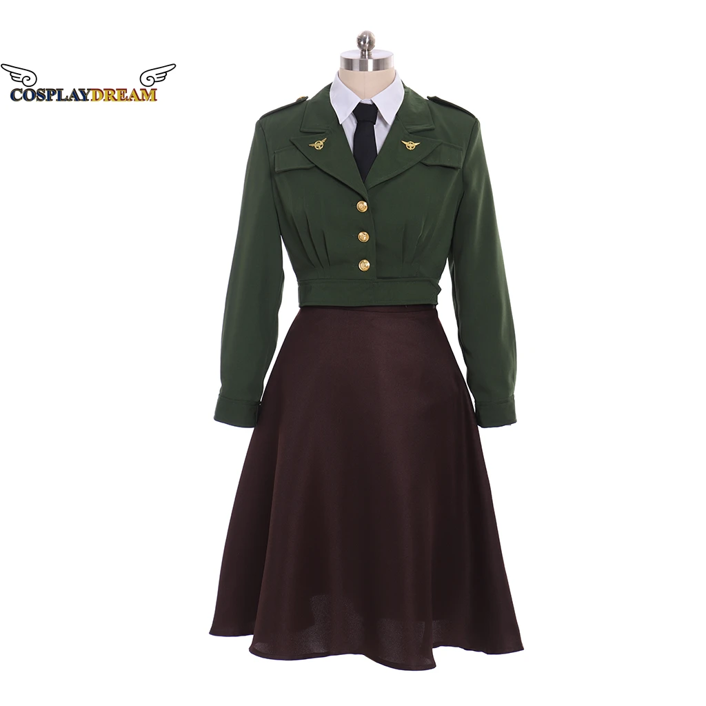 

Peggy Carter Cosplay Costume Army Green Uniform Agent Carter Margaret Military Suit Halloween Carnival Party Cosplay Outfit 3XL