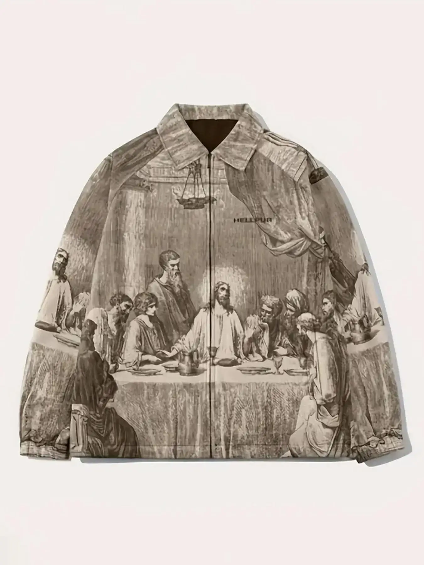 Men's Jacket Casual Sports Trench Jacket Personality Digital Print Jesus God Famous Painting Casual Jacket Fashion Versatile Jac