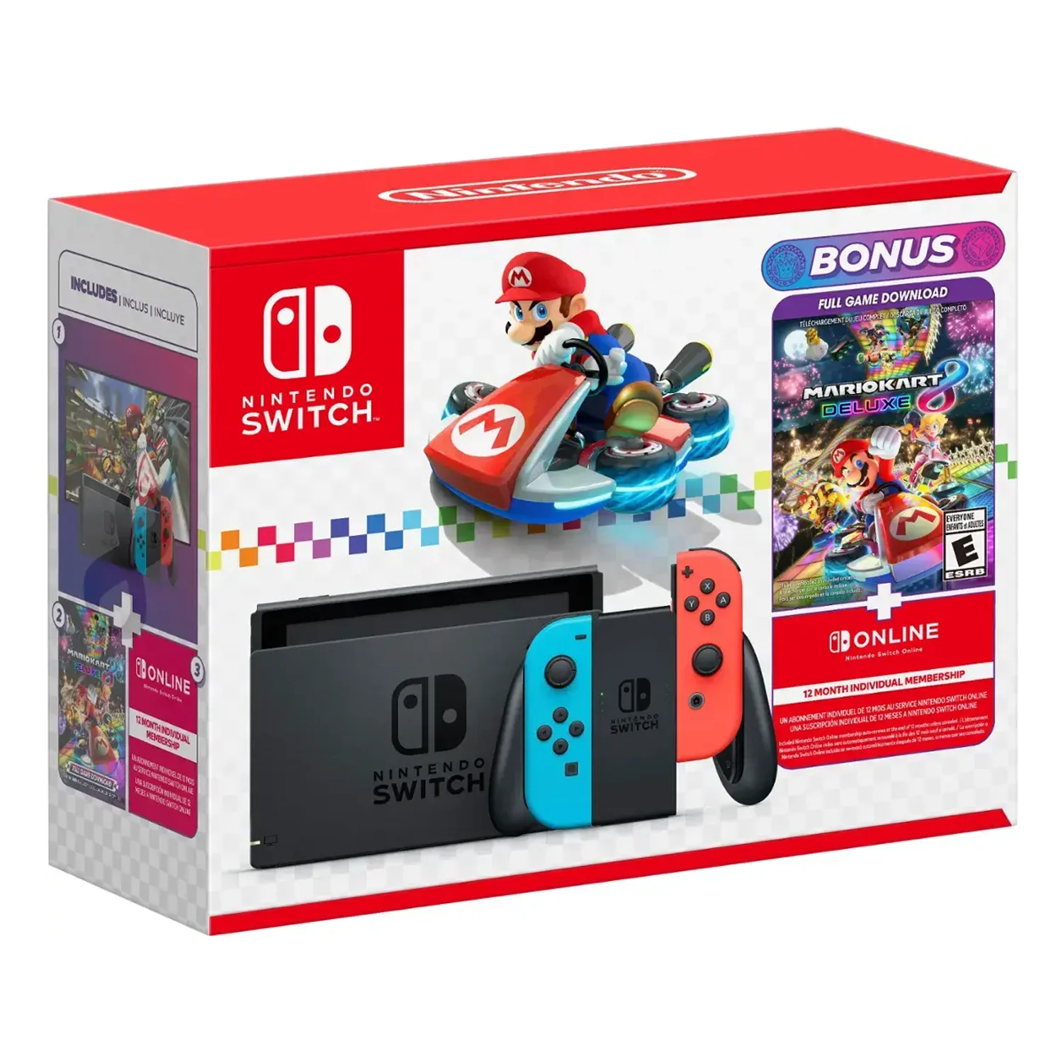 Nintendo Switch Gaming Console Mario Kart 8 Deluxe Bundle, Neon Blue & Neon Red Joy-Con