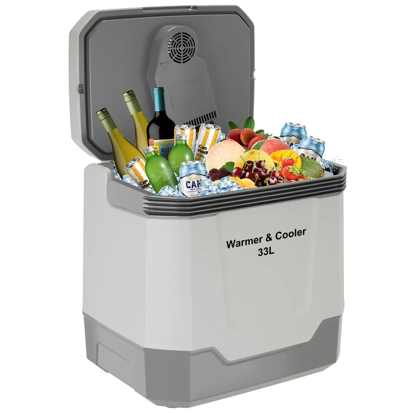 35 QT Electric Cooler for Car, 12V/110V Portable Car Cooler & Warmer with AC/DC Power, 33L Car Refrigerator for Travel, Camping, Truck, Home Use, Gray