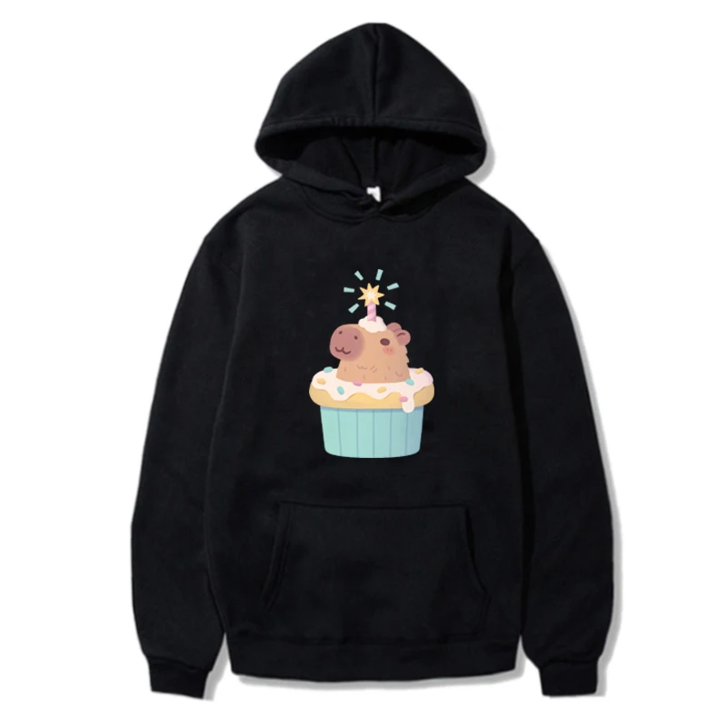 Capy Birthday Hoodies Cute Capybara Cartoon Print Unisex Sweatshirt Fashion Streetwear Soft Women's Hoody Casual Gift Pullover