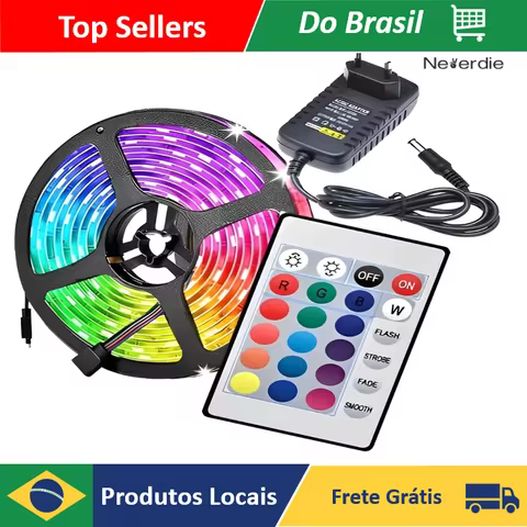 Fita LED RGB Rolo 5m com Fonte e Controle Dupla Face - Neverdie Store