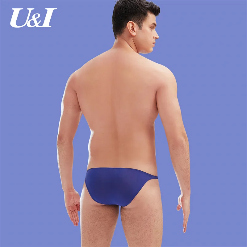 U & I-Calzoncillos sexys para hombre, cápsula ultrafina transparente con personalidad, cintura baja nailon de hielo, regalo para amantes