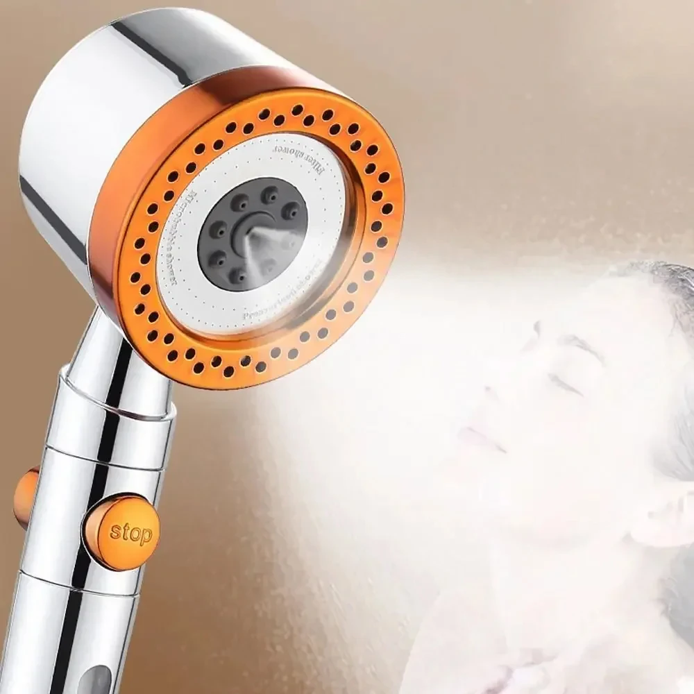 6 Modes Adjustable Handheld High Pressure Water-saving ShowerHead Shower Head With Stop Button Sprayer Bathroom Accessories